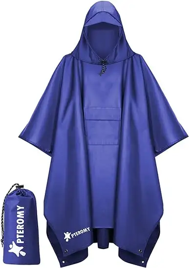 PTEROMY Hooded Rain Poncho for Adult with Pocket - 61fmomwmq5l._ac_sy550_